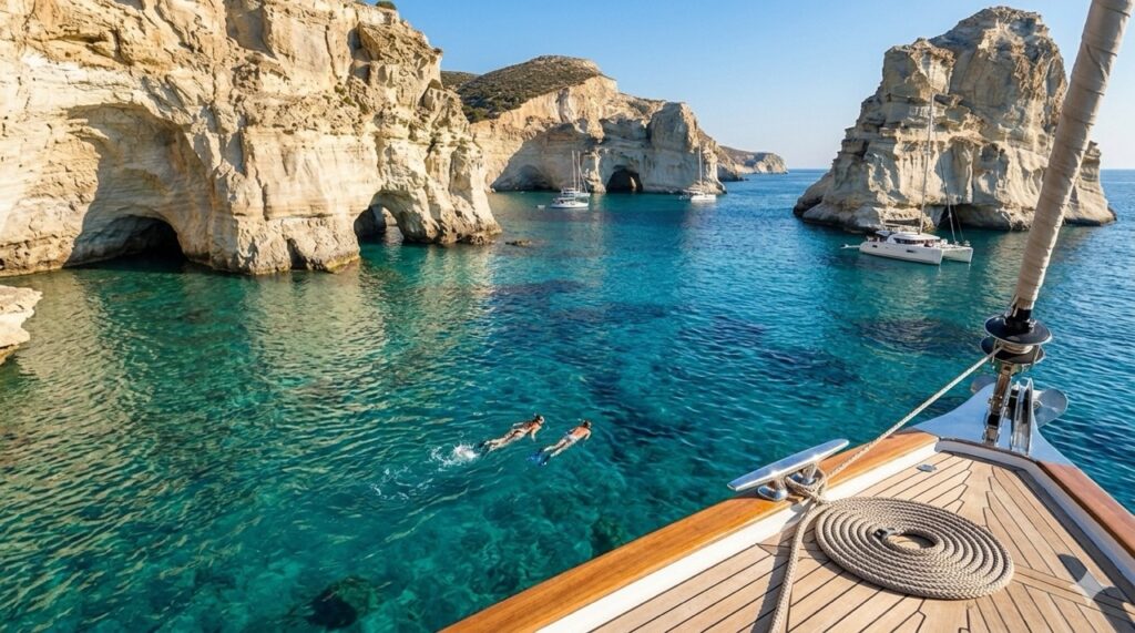 Kleftiko Boat Tours 2026 milos beach Polyaigos combined tour