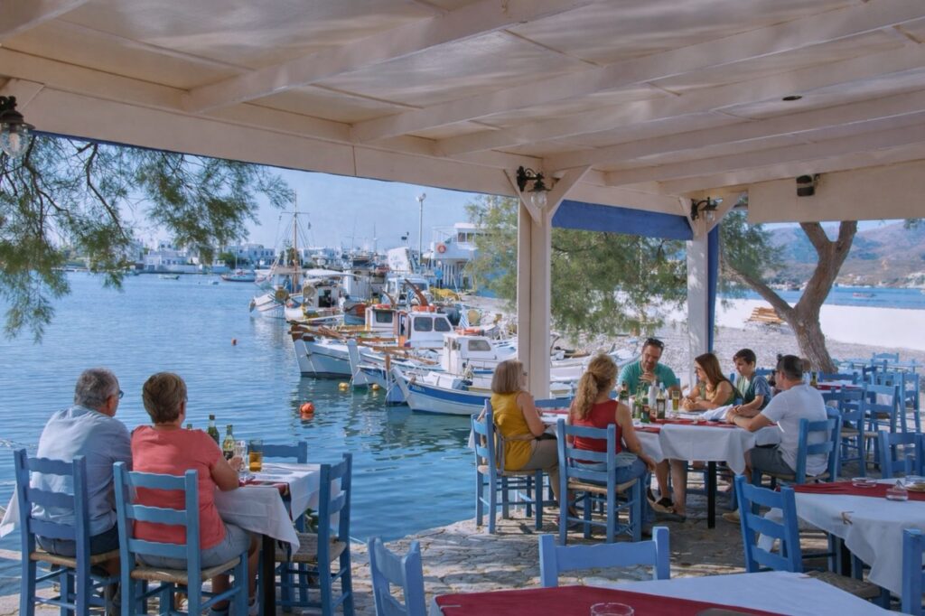 Milos for families 2026 Pollonia village kid-friendly tavernas